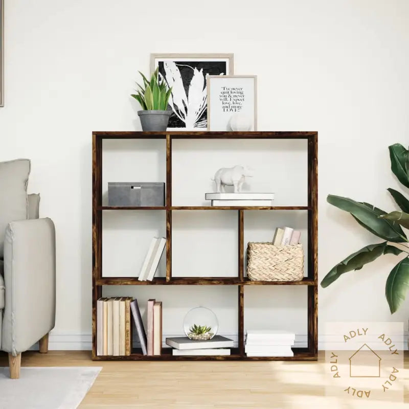 Romdeler Bokhylle Røkt Eik 102X29X103,5 Cm Konstruert Tre