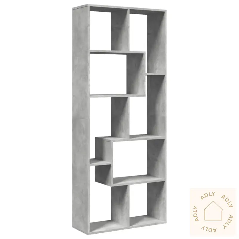 Romdeler Bokhylle Betonggrå 67X25X161,5 Cm Konstruert Tre