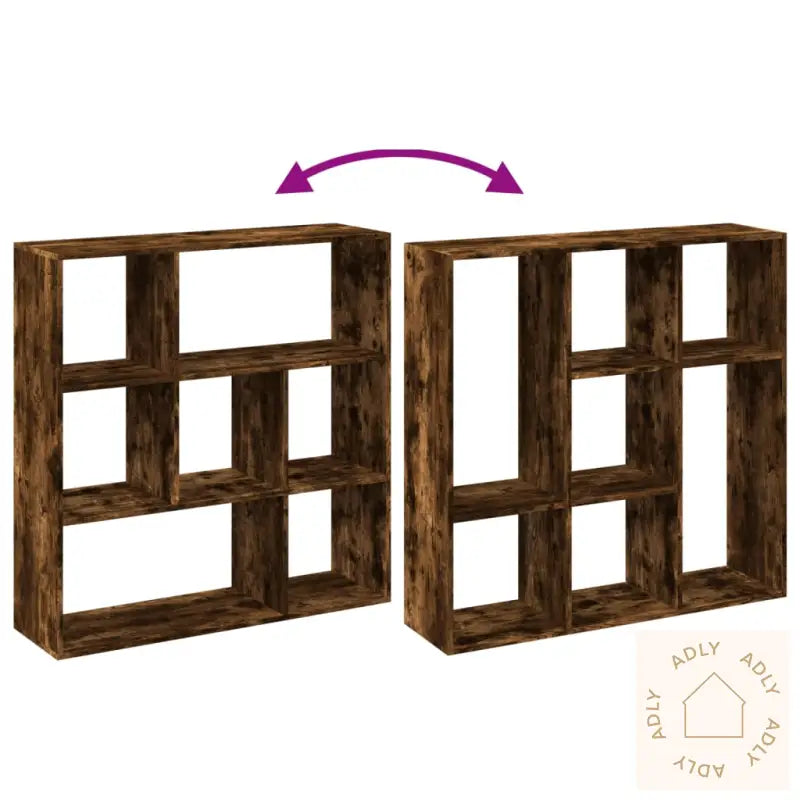 Romdeler Bokhylle Røkt Eik 102X29X103,5 Cm Konstruert Tre