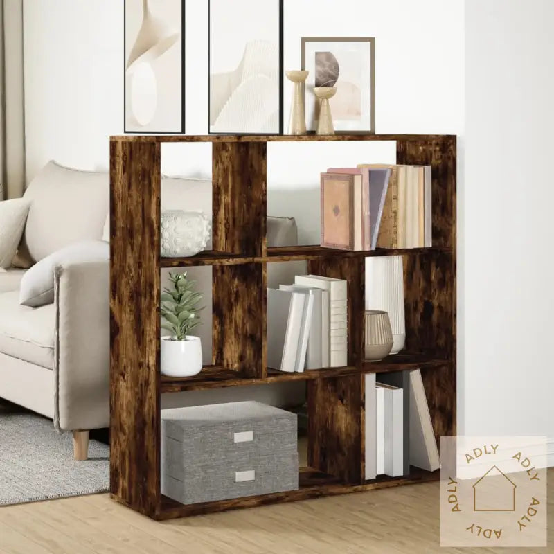 Romdeler Bokhylle Røkt Eik 102X29X103,5 Cm Konstruert Tre