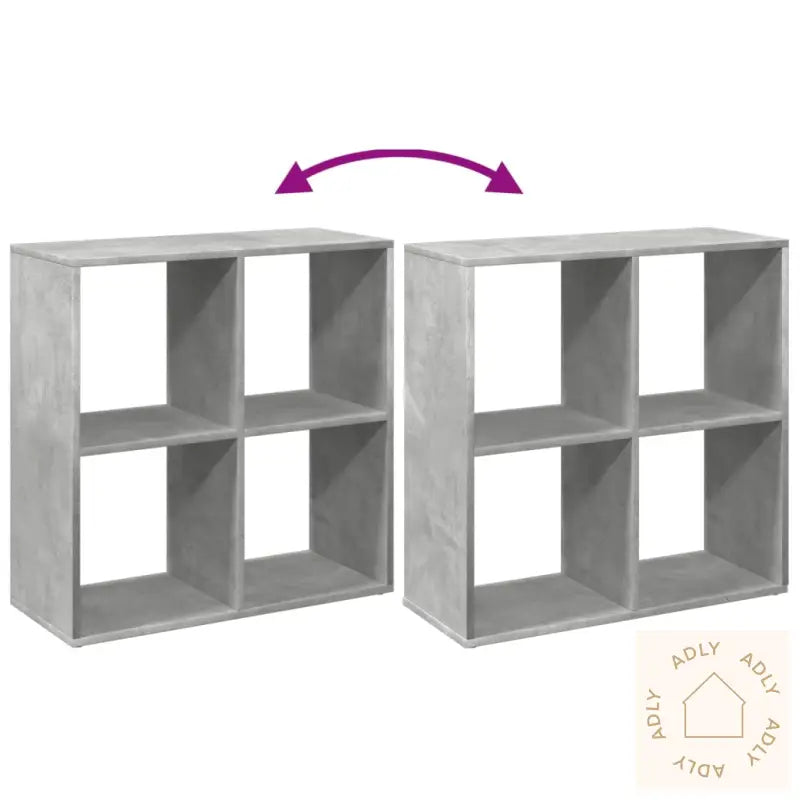 Romdeler Bokhylle Betonggrå 69,5X29X69,5 Cm Konstruert Tre