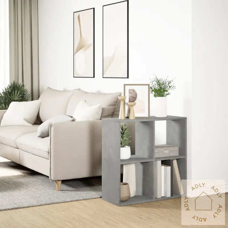 Romdeler Bokhylle Betonggrå 69,5X29X69,5 Cm Konstruert Tre