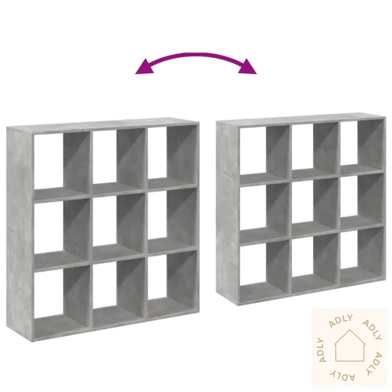 Romdeler Bokhylle Betonggrå 102X29X103,5 Cm Konstruert Tre