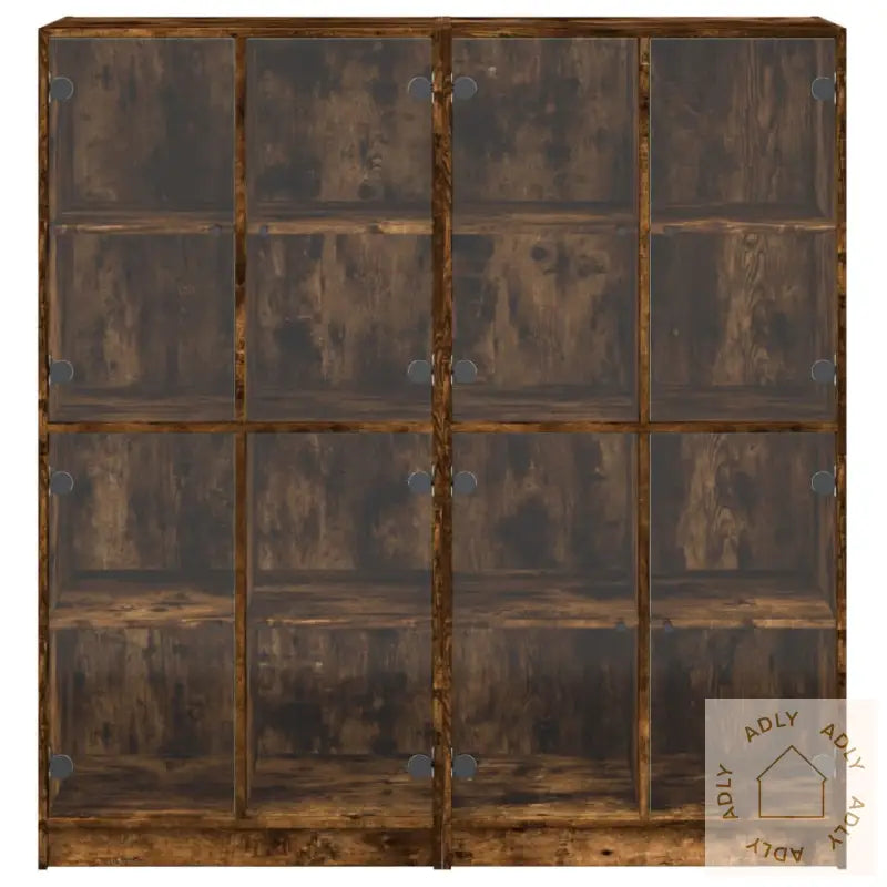 Bokhylle Med Dører Røkt Eik 136X37X142 Cm Konstruert Tre