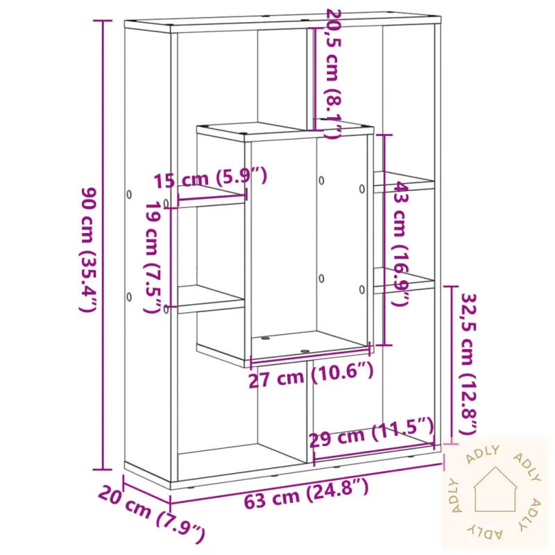 Bokhylle Svart 63X20X90 Cm Konstruert Tre