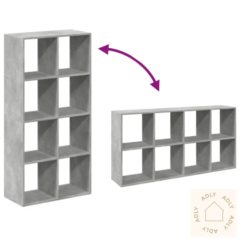 Romdeler Bokhylle Betonggrå 69,5X29X137,5 Cm Konstruert Tre