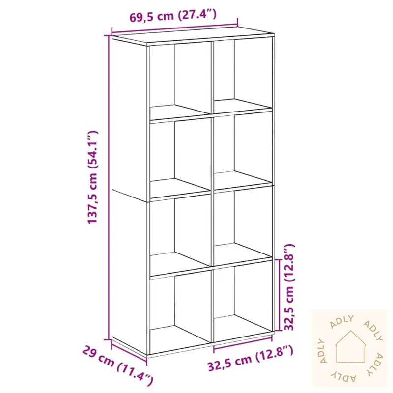 Romdeler Bokhylle Betonggrå 69,5X29X137,5 Cm Konstruert Tre