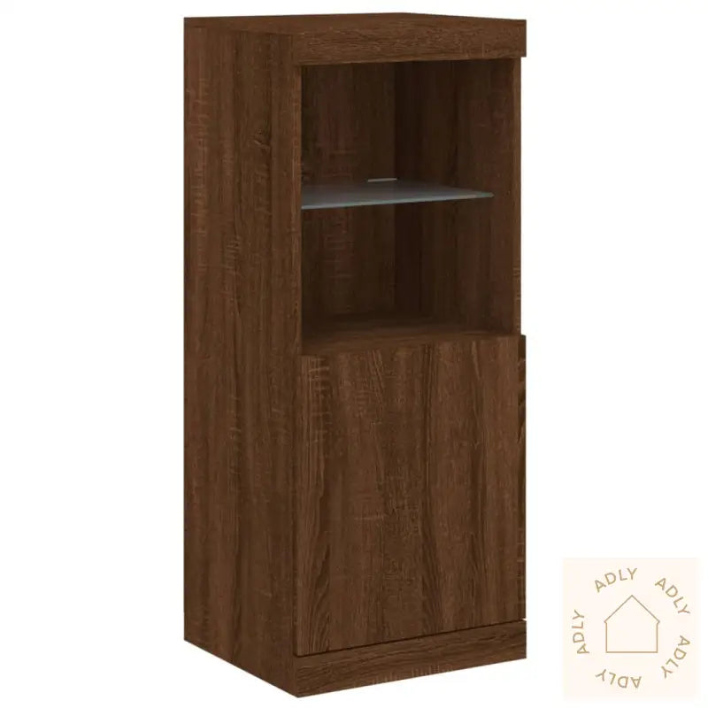Skjenk Med Led-Lys Brun Eik 41X37X100 Cm