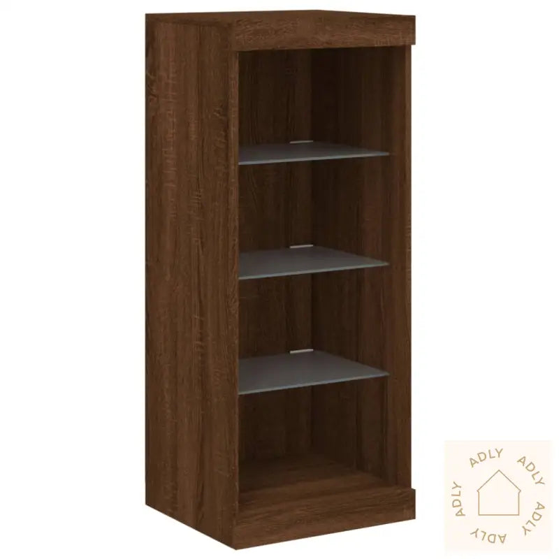 Skjenk Med Led-Lys Brun Eik 41X37X100 Cm