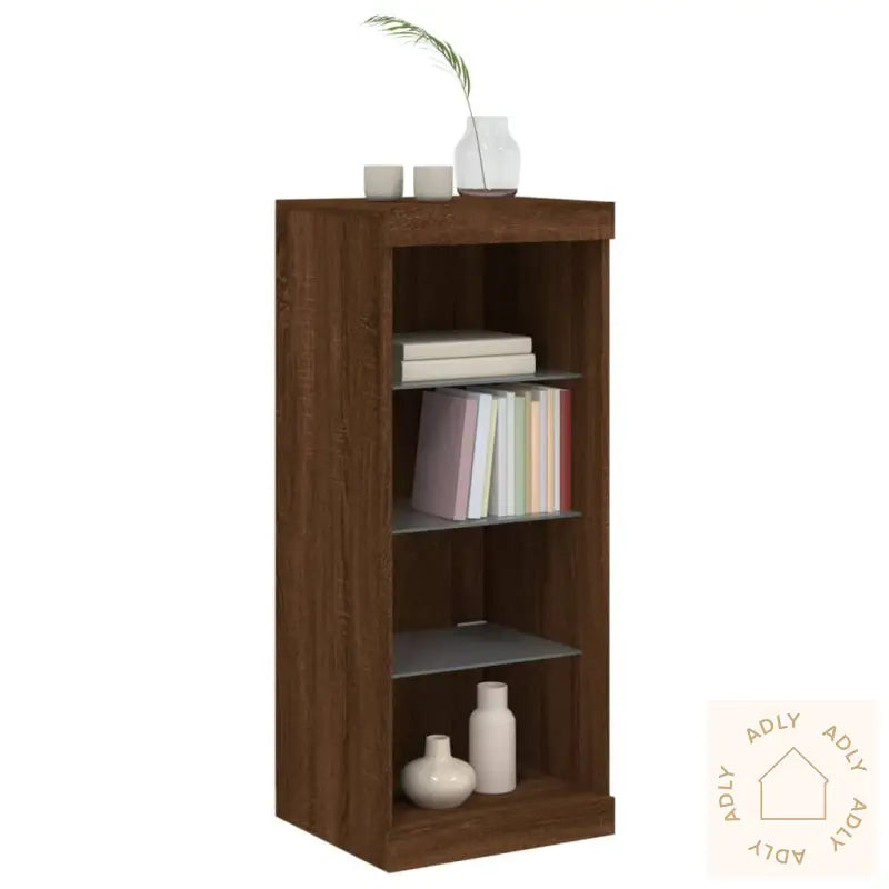 Skjenk Med Led-Lys Brun Eik 41X37X100 Cm