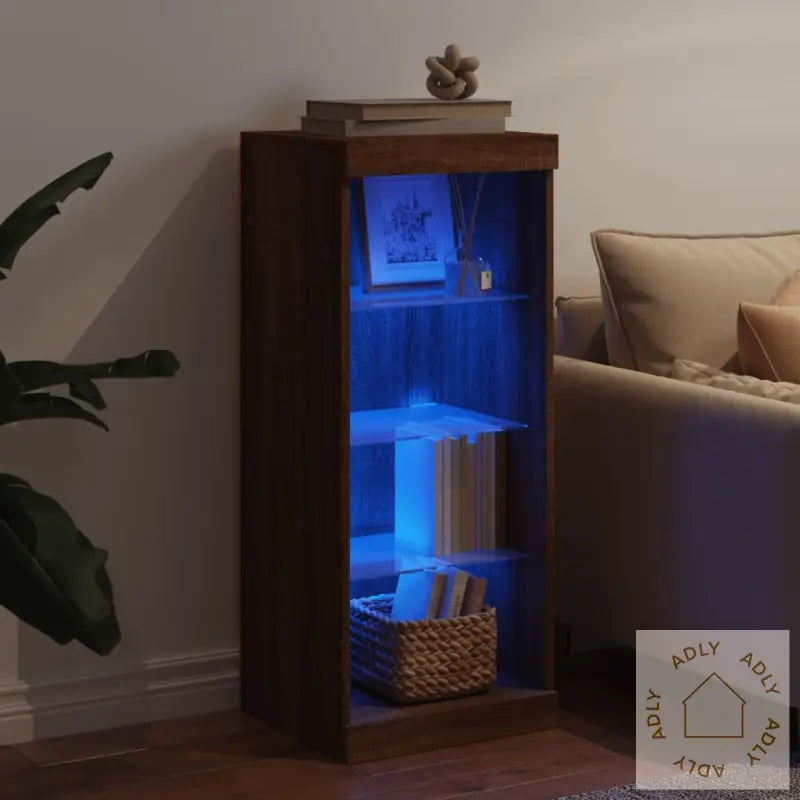 Skjenk Med Led-Lys Brun Eik 41X37X100 Cm