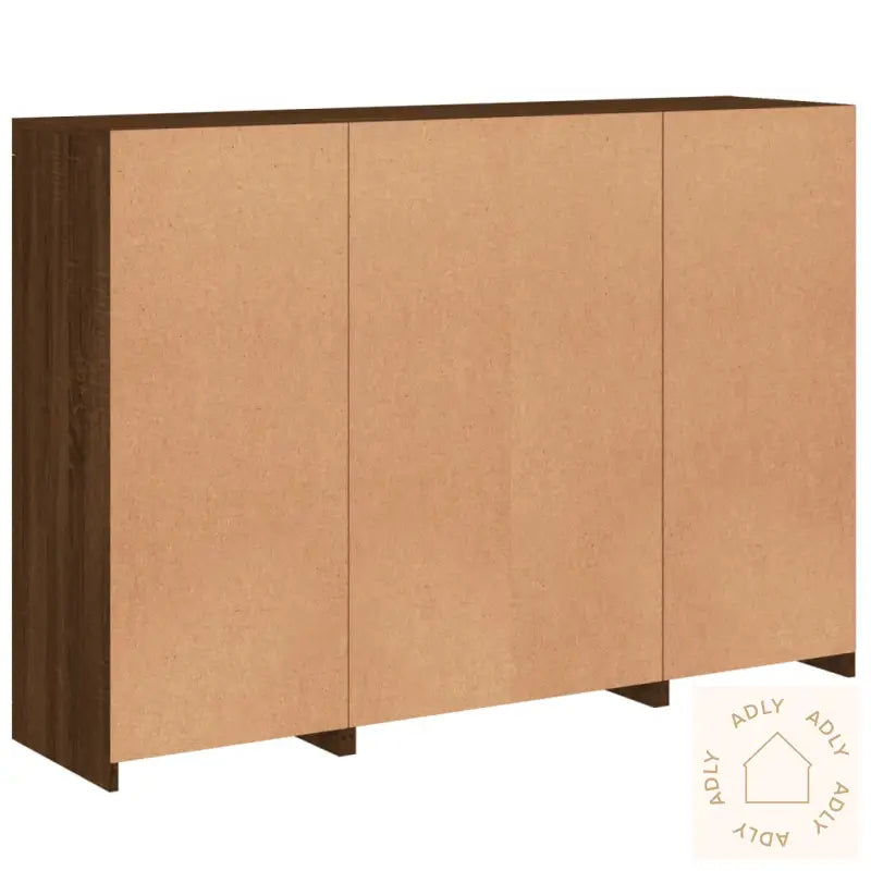 Skjenker Med Led-Lys 3 Stk Brun Eik Konstruert Tre