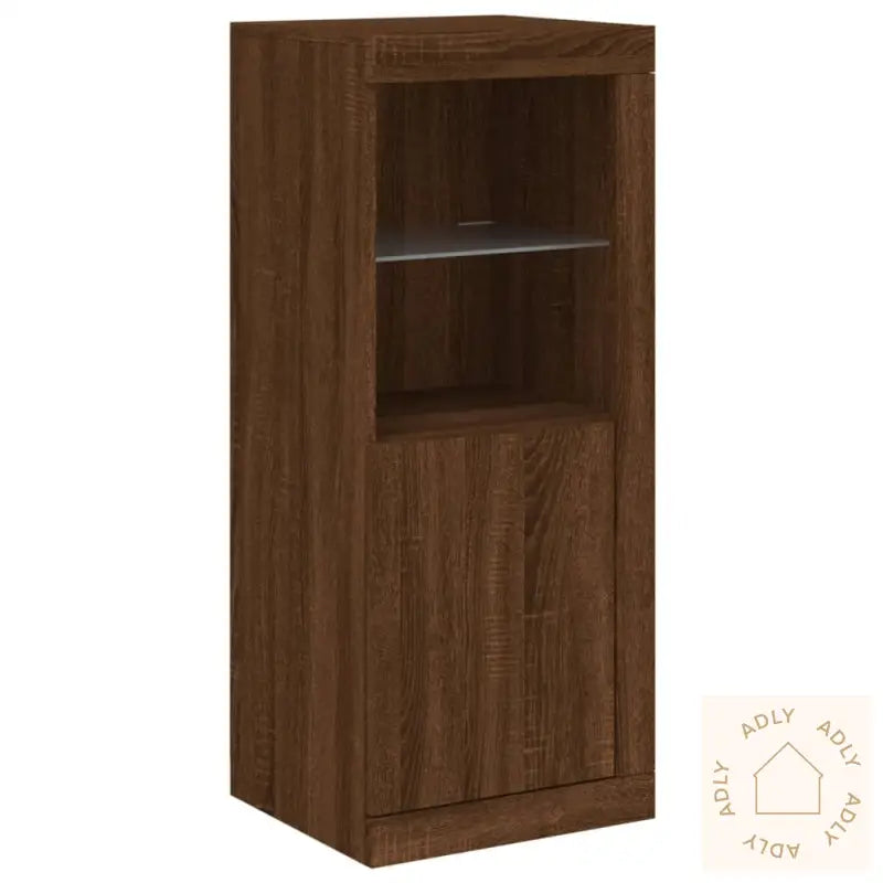 Skjenker Med Led-Lys 3 Stk Brun Eik Konstruert Tre