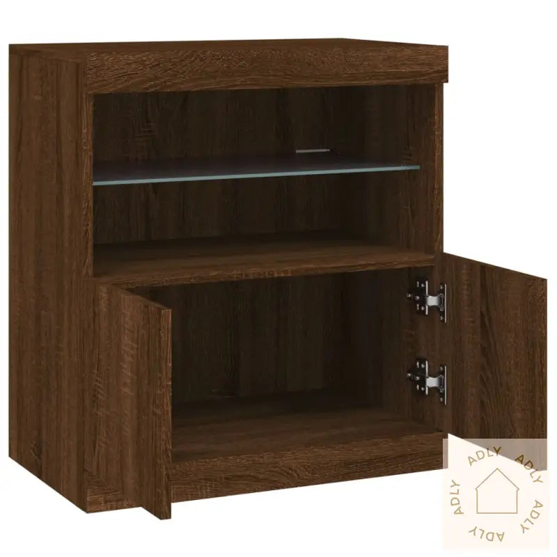 Skjenk Med Led-Lys Brun Eik 60X37X67 Cm