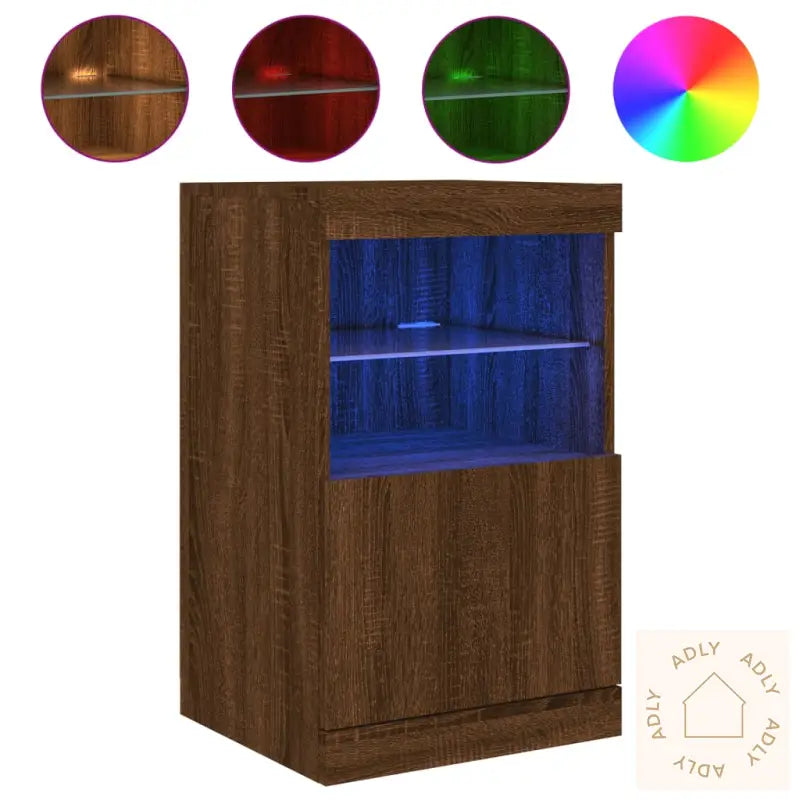 Skjenk Med Led-Lys Brun Eik 41X37X67 Cm