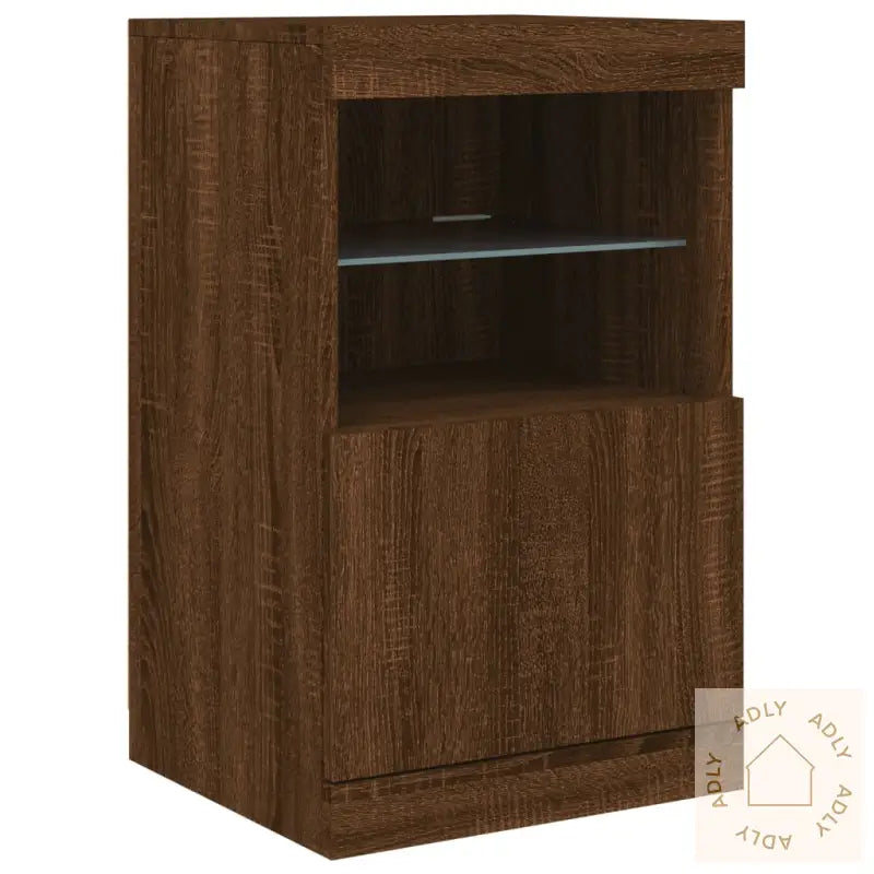Skjenk Med Led-Lys Brun Eik 123X37X67 Cm