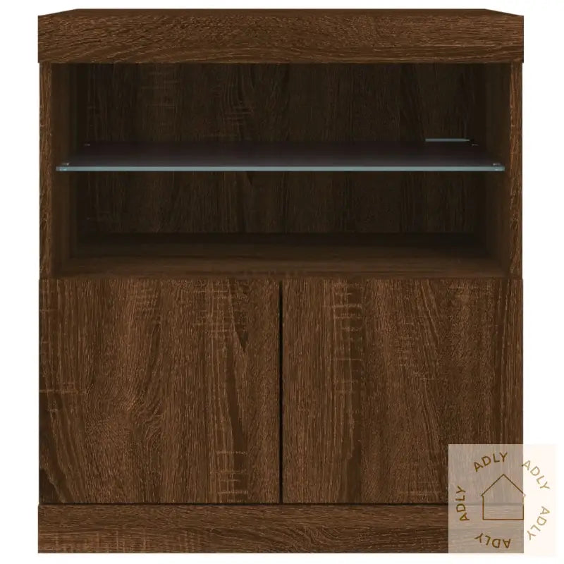 Skjenk Med Led-Lys Brun Eik 60X37X67 Cm