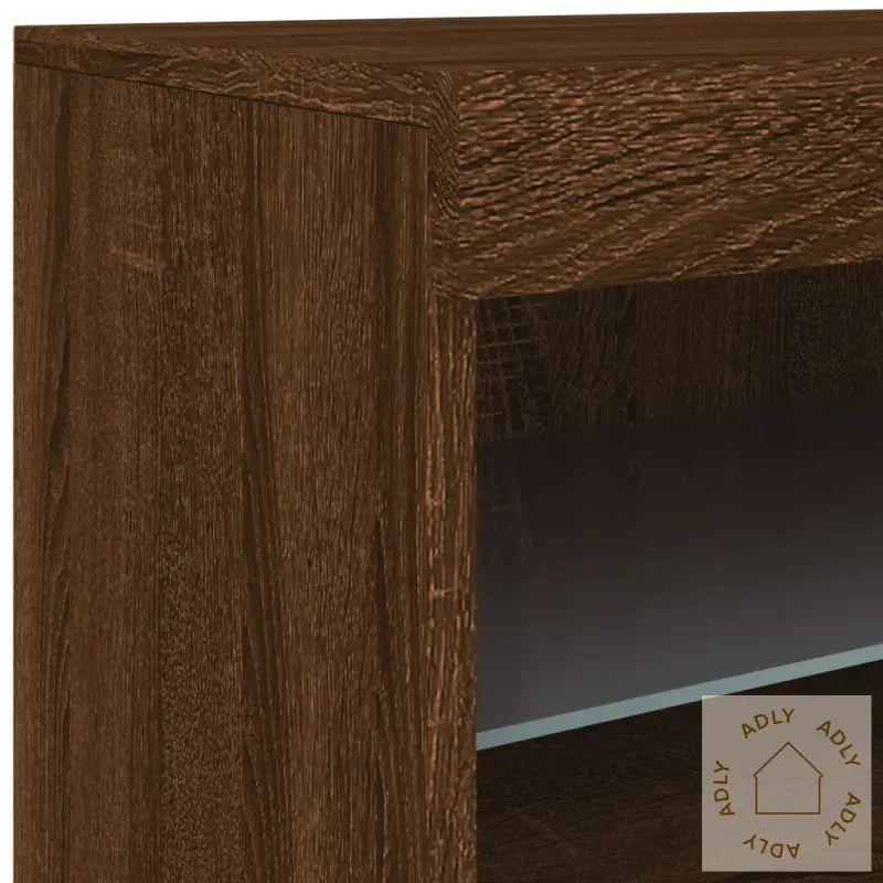 Skjenk Med Led-Lys Brun Eik 123X37X67 Cm