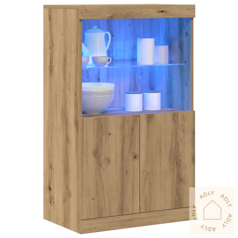 Sideboard Med Led-Lamper I Artisan Eik 60X37X100 Cm