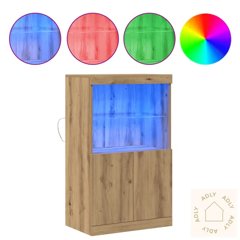 Sideboard Med Led-Lamper I Artisan Eik 60X37X100 Cm