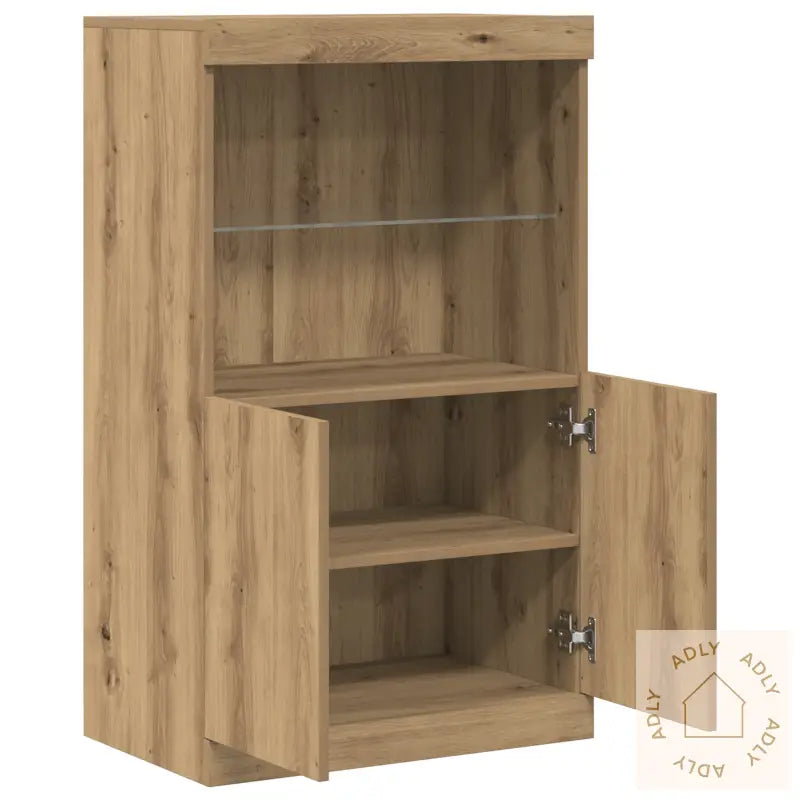 Sideboard Med Led-Lamper I Artisan Eik 60X37X100 Cm