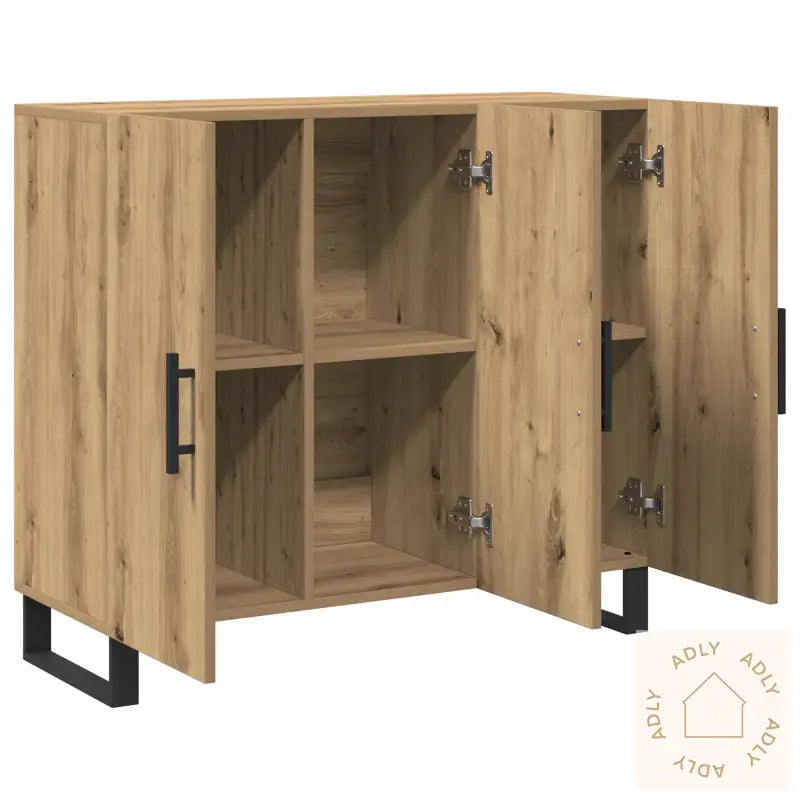 Sideboard Med 3 Dører Artisan Eik 90X34X80 Cm Konstruert Tre
