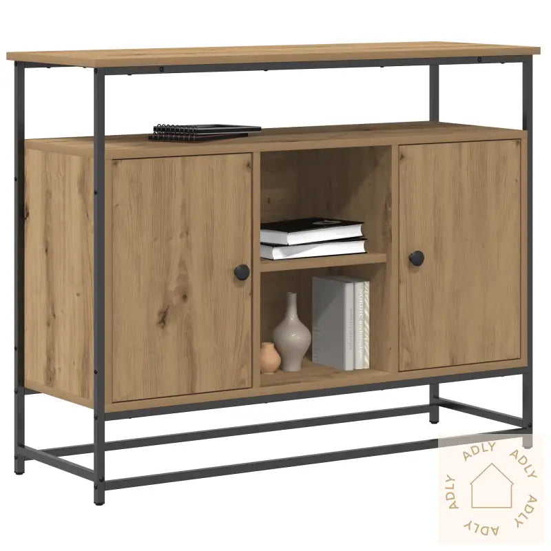 Sideboard Artisan Eik 100X35X80 Cm Ingeniørtre Og Stål