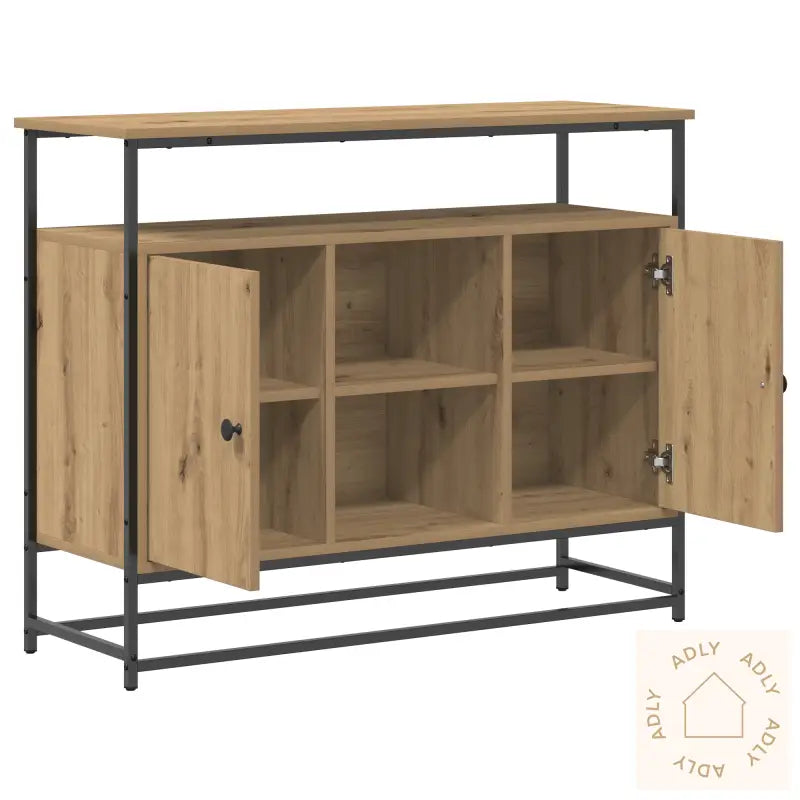 Sideboard Artisan Eik 100X35X80 Cm Ingeniørtre Og Stål