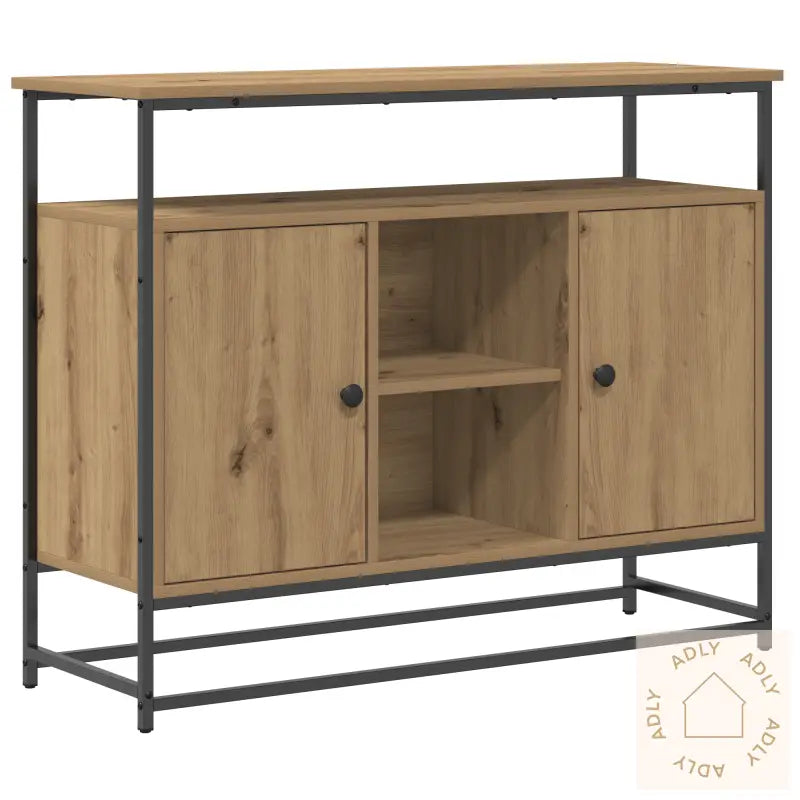 Sideboard Artisan Eik 100X35X80 Cm Ingeniørtre Og Stål