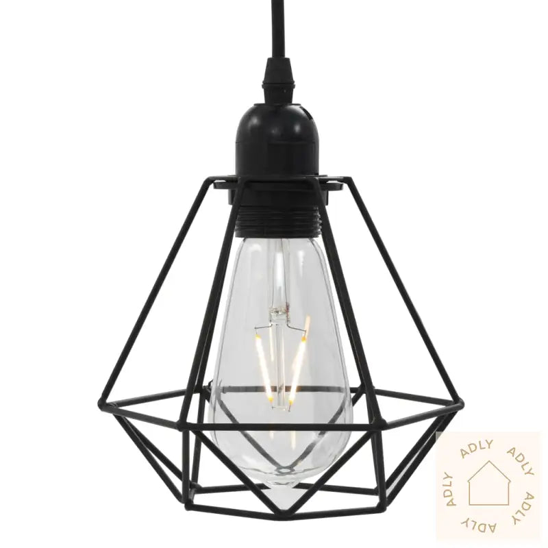 Taklampe Med Diamant-Design Svart 3 X E27 Lyspærer