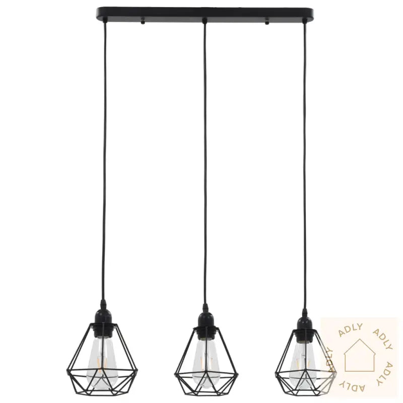 Taklampe Med Diamant-Design Svart 3 X E27 Lyspærer