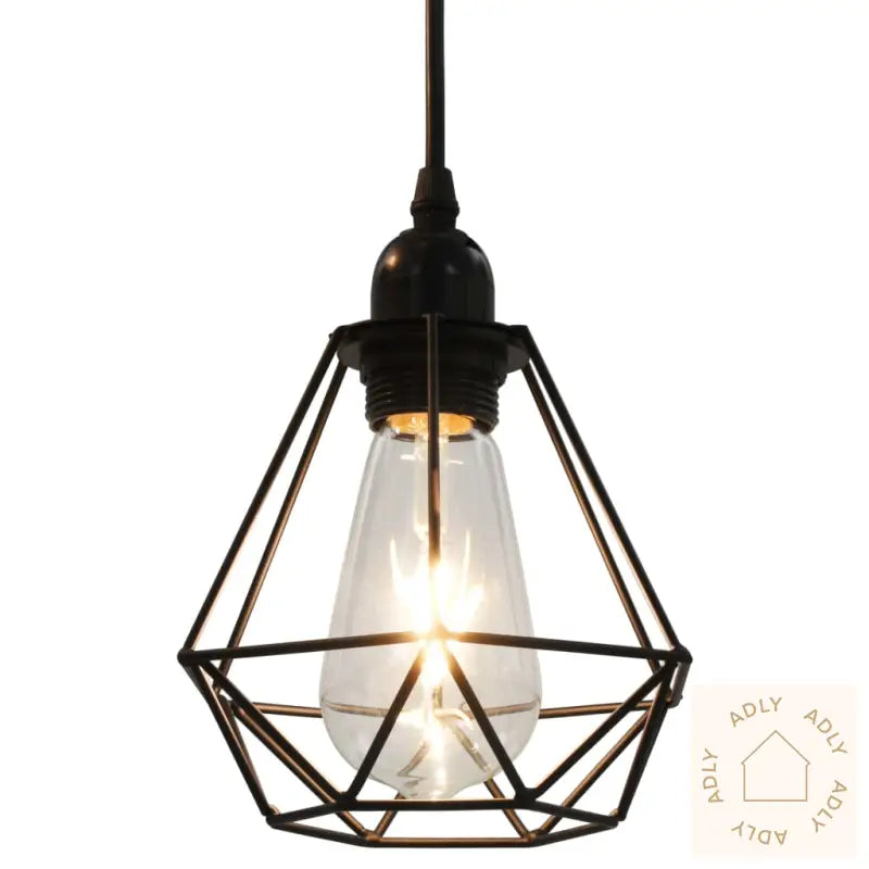 Taklampe Med Diamant-Design Svart 3 X E27 Lyspærer