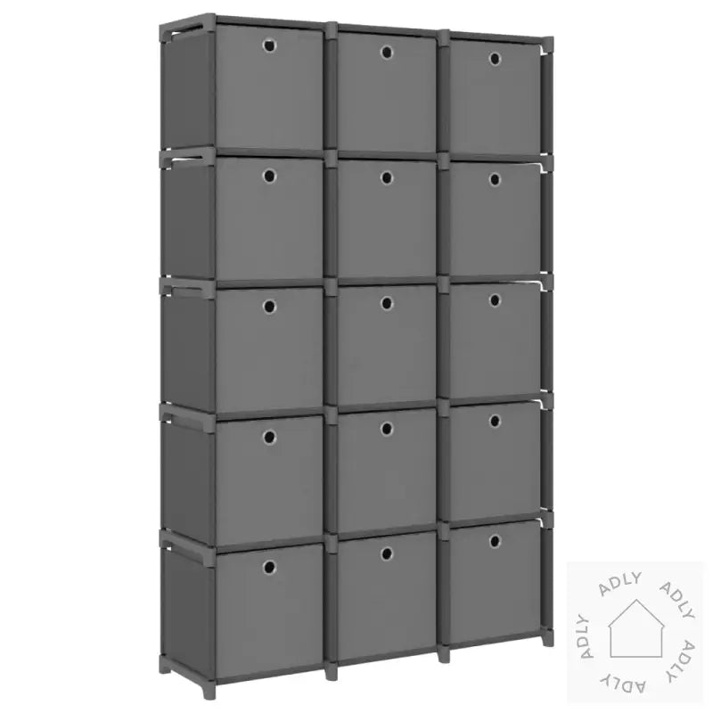 Displayhylle Med 15 Kuber Og Bokser Grå 103X30X175,5 Cm Stoff