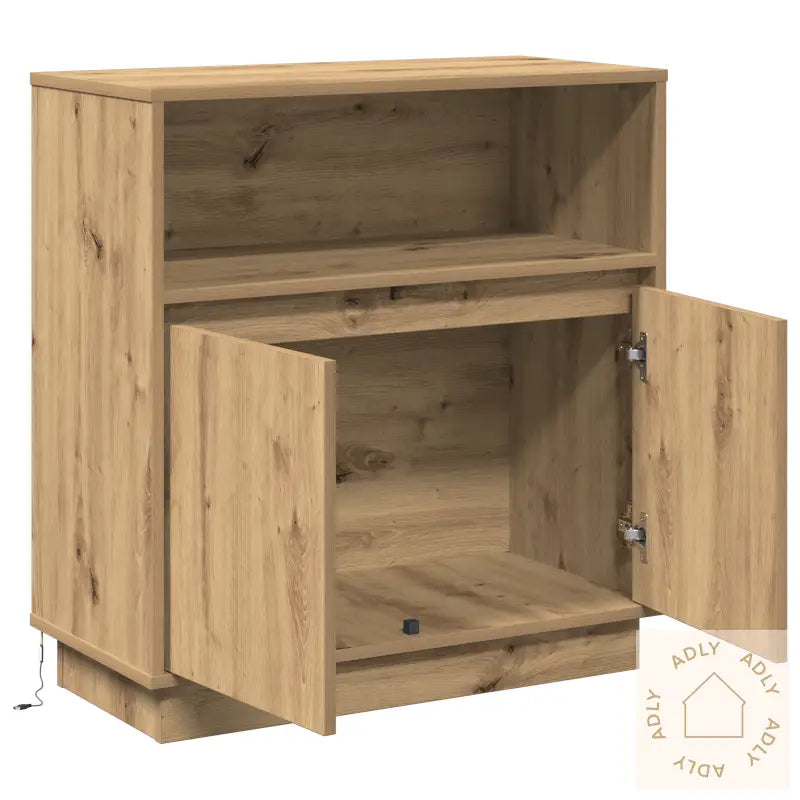 Sideboard Med Led I Artisan Eik 71X34,5X75 Cm Konstruert Tre