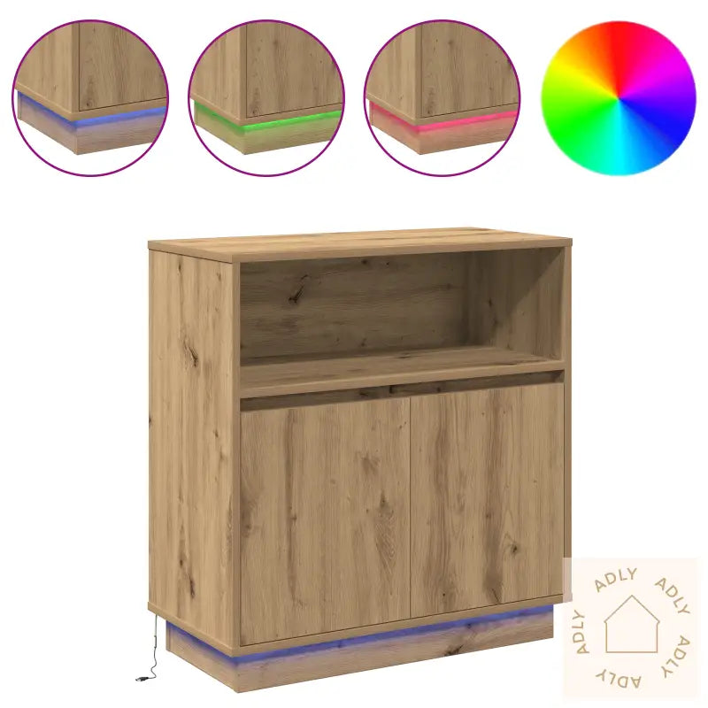 Sideboard Med Led I Artisan Eik 71X34,5X75 Cm Konstruert Tre