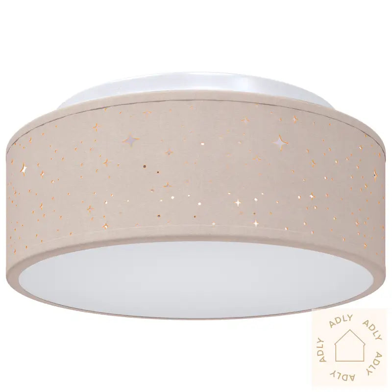Taklampe Med Stjernespeilet Lampeholder Taupe Ø 30 Cm Stoff E27