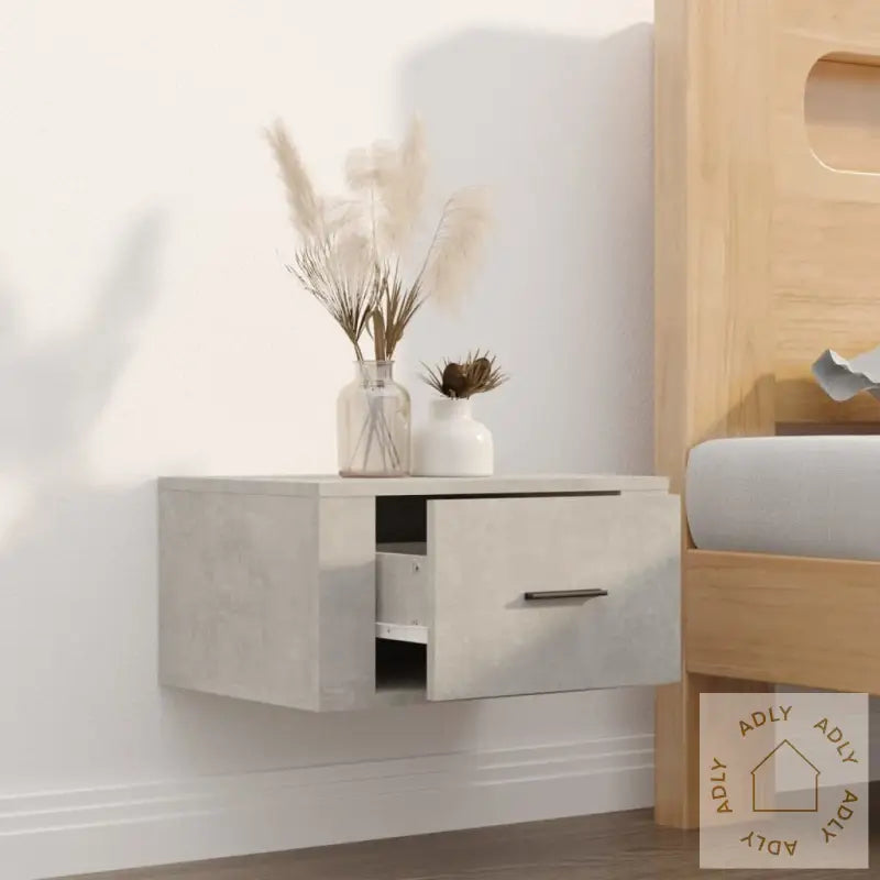 Veggmontert Nattbord Betonggrå 50X36X25 Cm