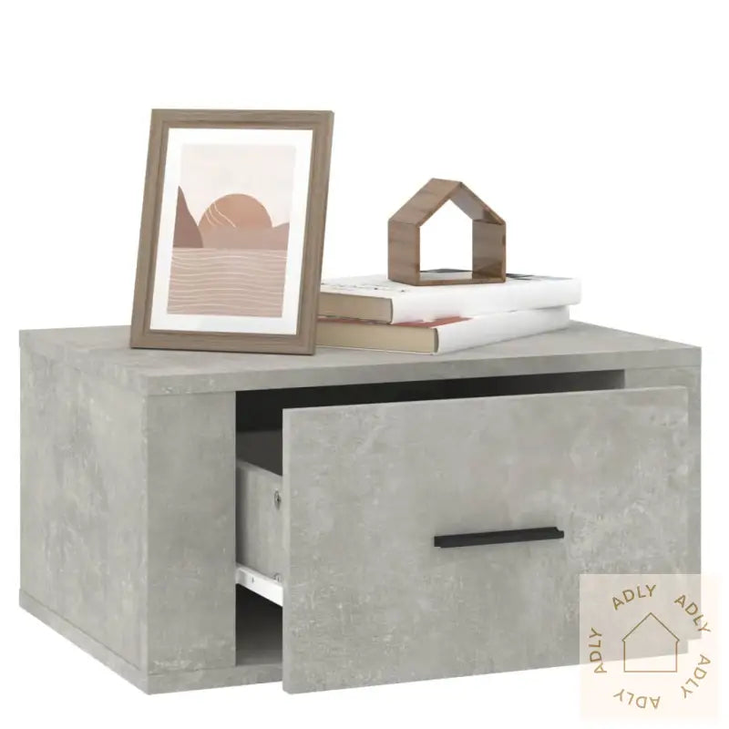 Veggmontert Nattbord Betonggrå 50X36X25 Cm