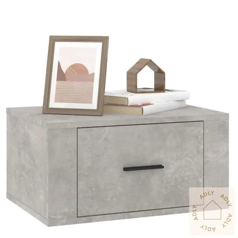 Veggmontert Nattbord Betonggrå 50X36X25 Cm