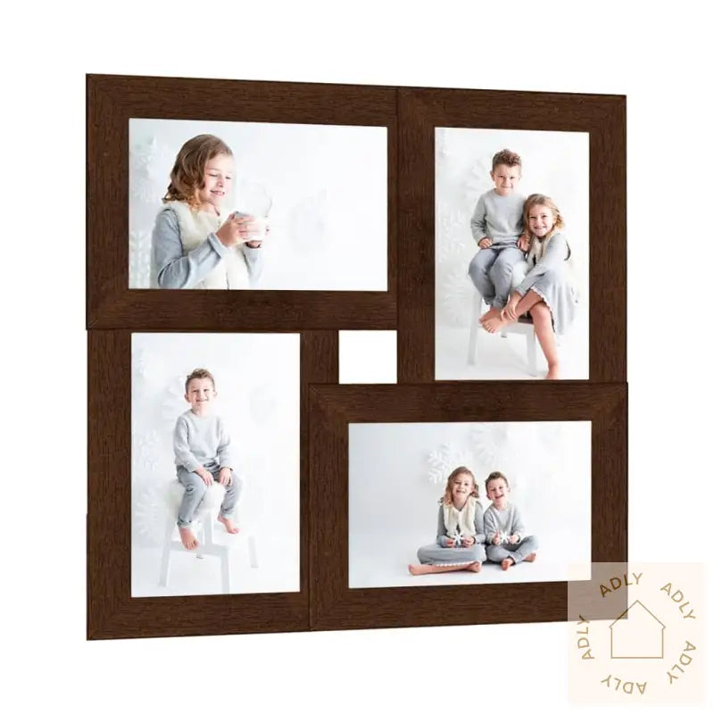 Fotorammekollasj For 4X(13X18 Cm) Bilde Mørkebrun Mdf