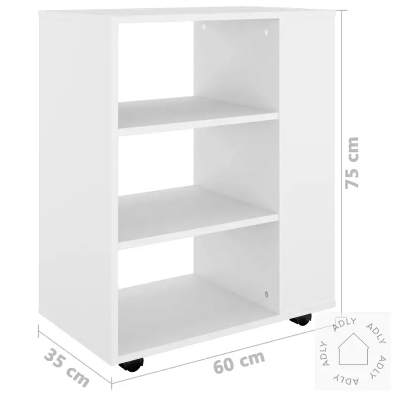Rulleskap Hvit 60X35X75 Cm Konstruert Tre