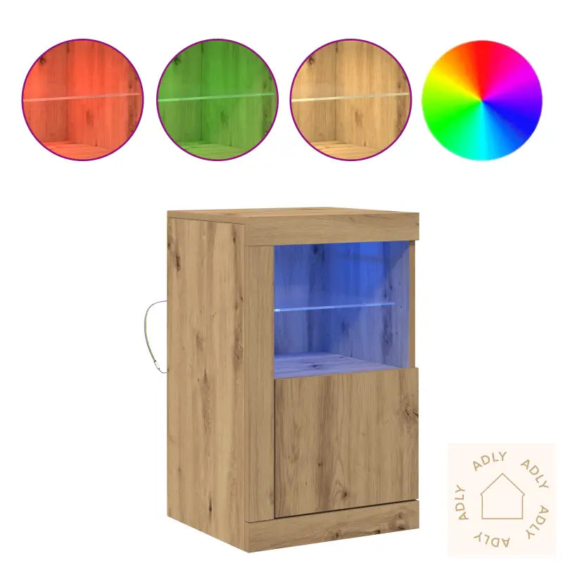 Sidekabinetter Med Led-Lamper 2 Stk Artisan Eik 41X37X67 Cm