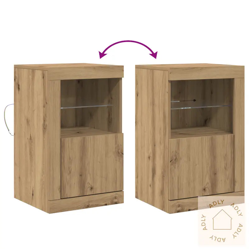 Sidekabinetter Med Led-Lamper 2 Stk Artisan Eik 41X37X67 Cm