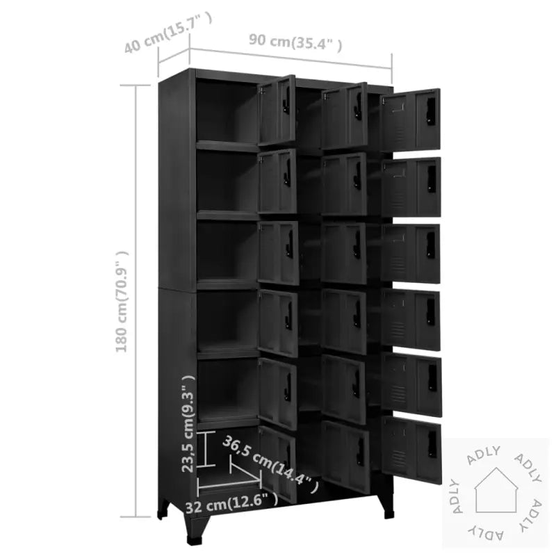 Oppbevaringsskap Antrasitt 90X40X180 Cm Stål