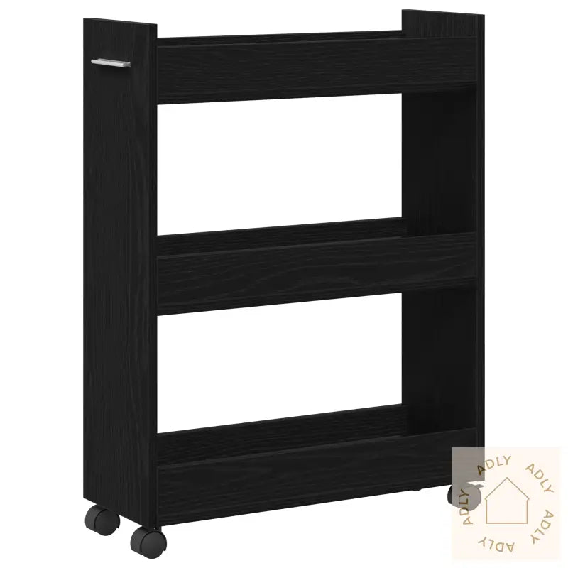 Rulleskap Svart Eik 60X22X79 Cm Konstruert Tre