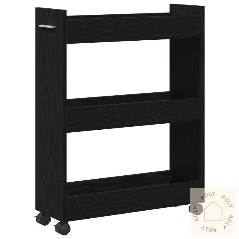 Rulleskap Svart Eik 60X22X79 Cm Konstruert Tre