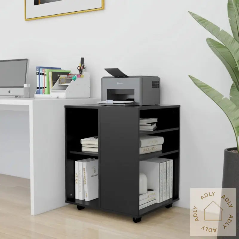 Rulleskap Svart 60X53X72 Cm Konstruert Tre