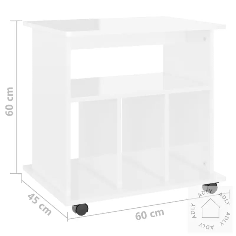 Rulleskap Høyglans Hvit 60X45X60 Cm Konstruert Tre