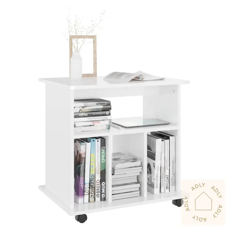 Rulleskap Høyglans Hvit 60X45X60 Cm Konstruert Tre