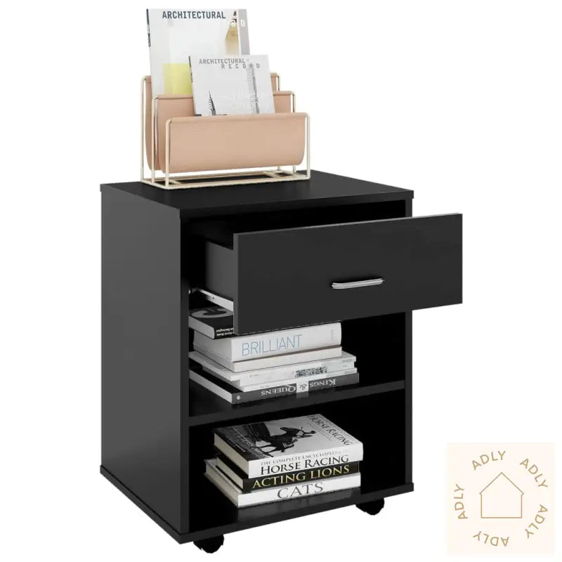 Rulleskap Svart 46X36X59 Cm Konstruert Tre